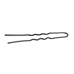 Waved hair pin 65 mm black (20 pieces)